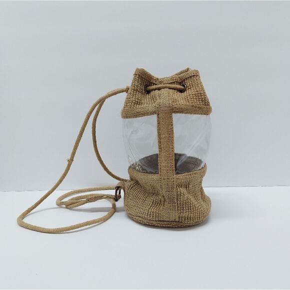 Mary Kay Jute Vintage Backpack Barrel Bag Sac Clear Boho Bag Summer Concert Show - Picture 3 of 9